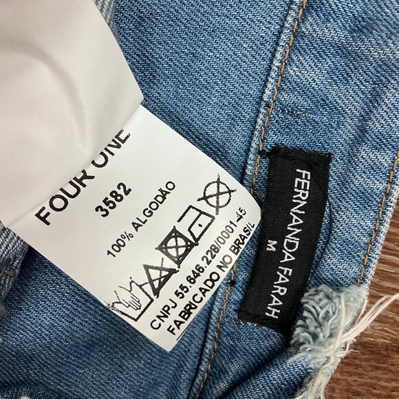 Fernanda Farah Snake Patch Denim Crop Moto Jacket Embroidered Studded Medium - Picture 14 of 14